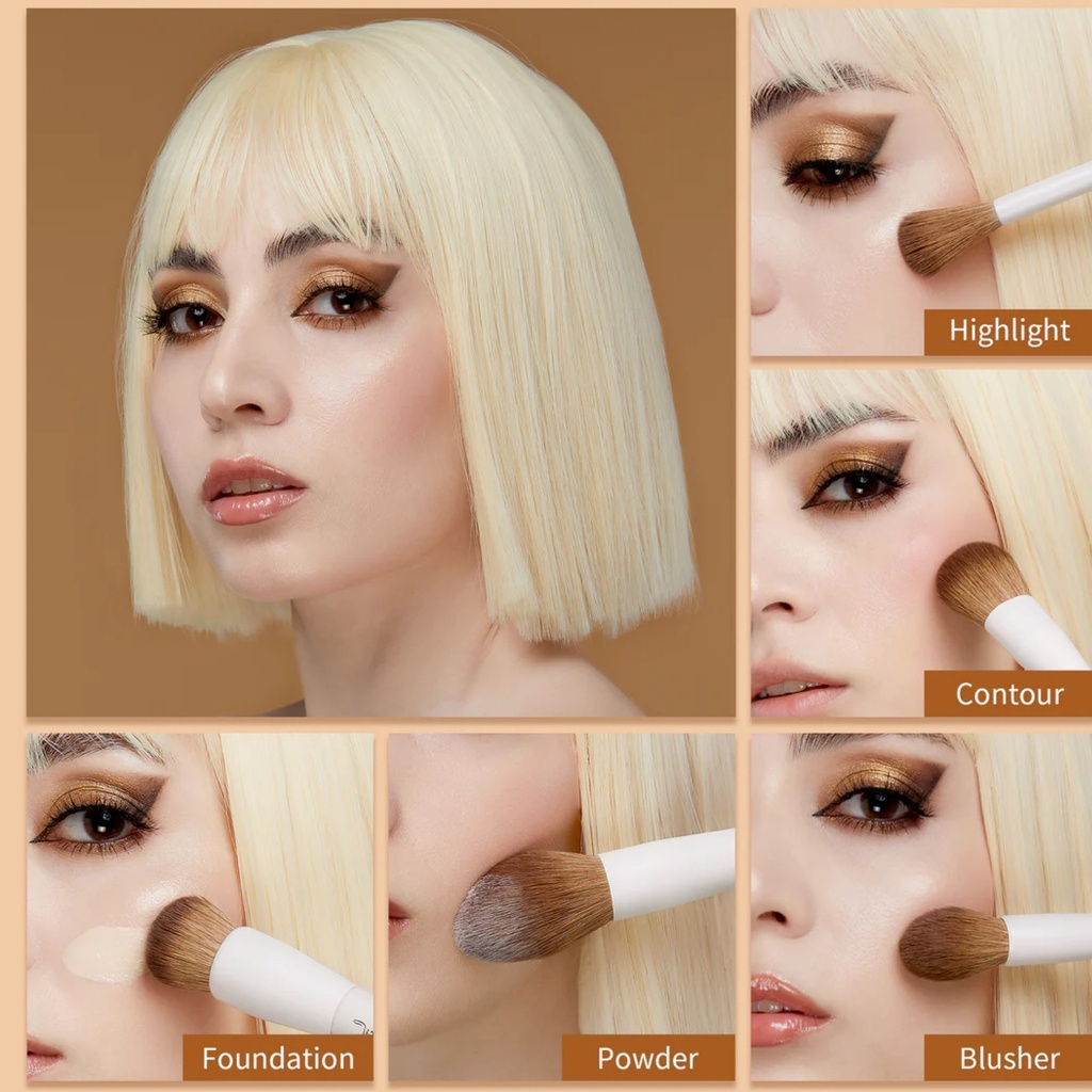JESSUP Luxury Light Gray Comprehensive Eye and Face Brush Set 14pcs T329