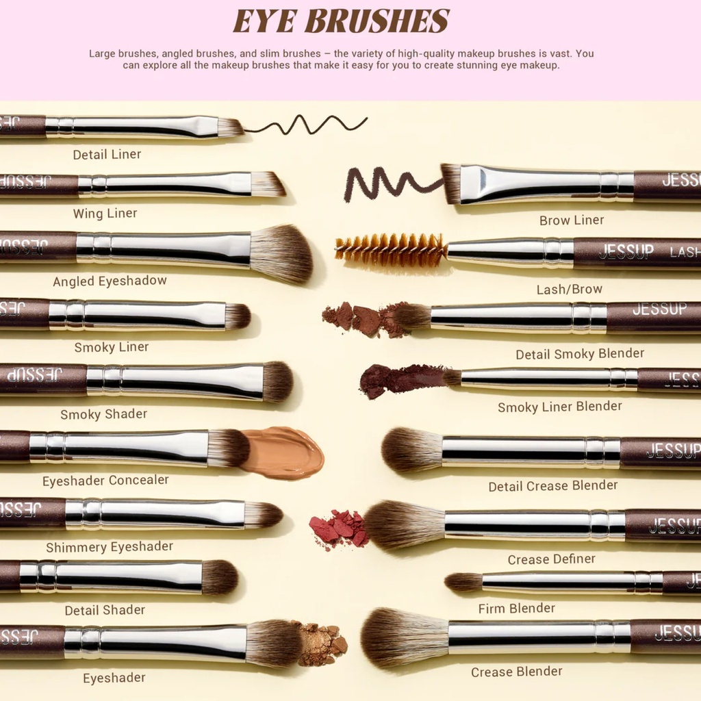 JESSUP Professional Makeup Brush Set Full Face Shimmer Brown 25pcs T511
