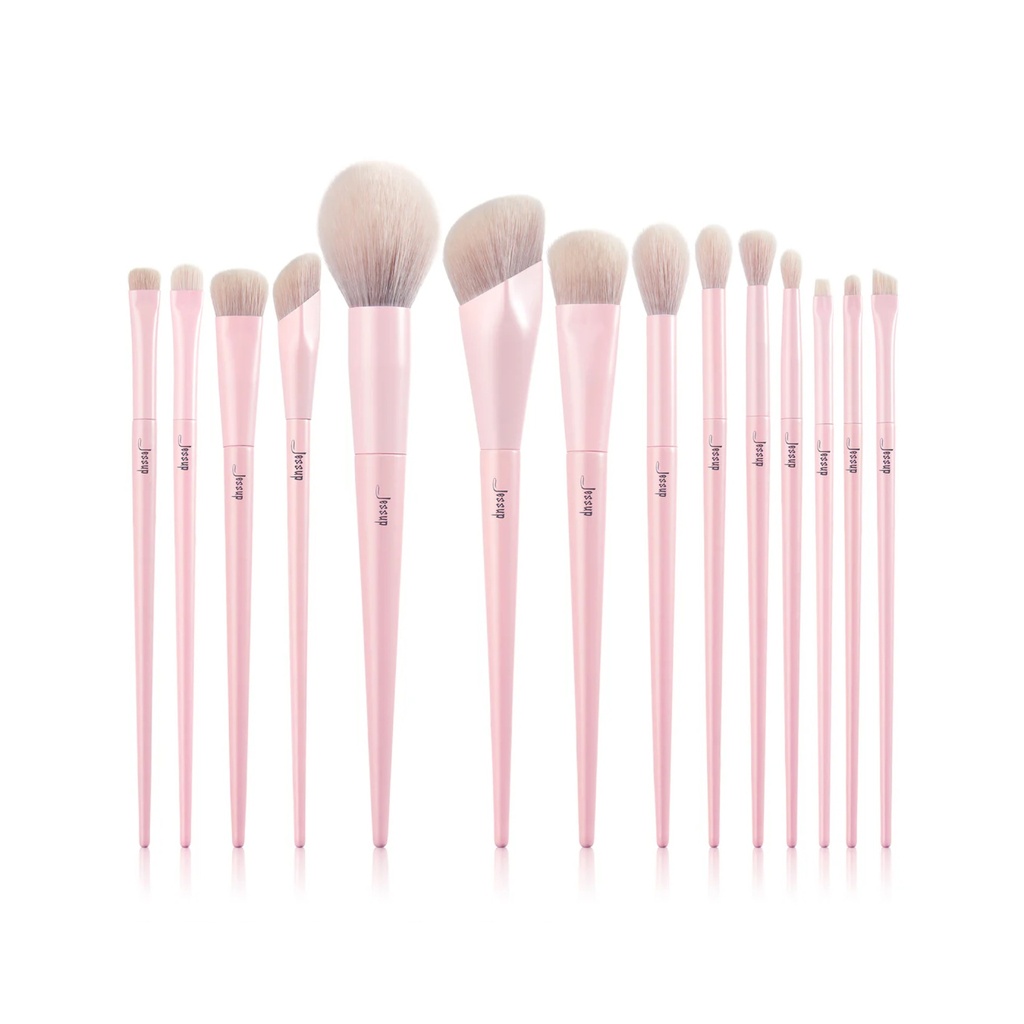 Jessup Crystal Pink Makeup Brushes Set Premium Vegan T495