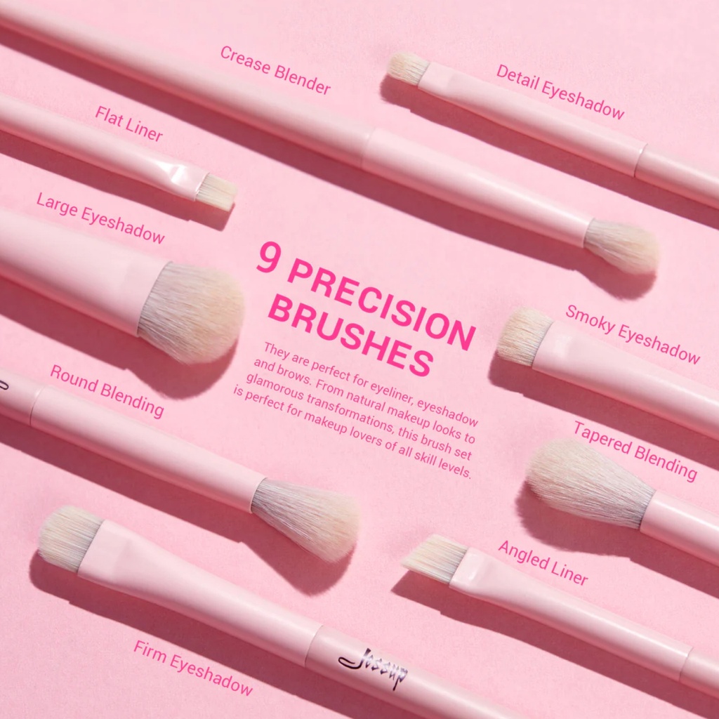 Jessup Crystal Pink Makeup Brushes Set Premium Vegan T495