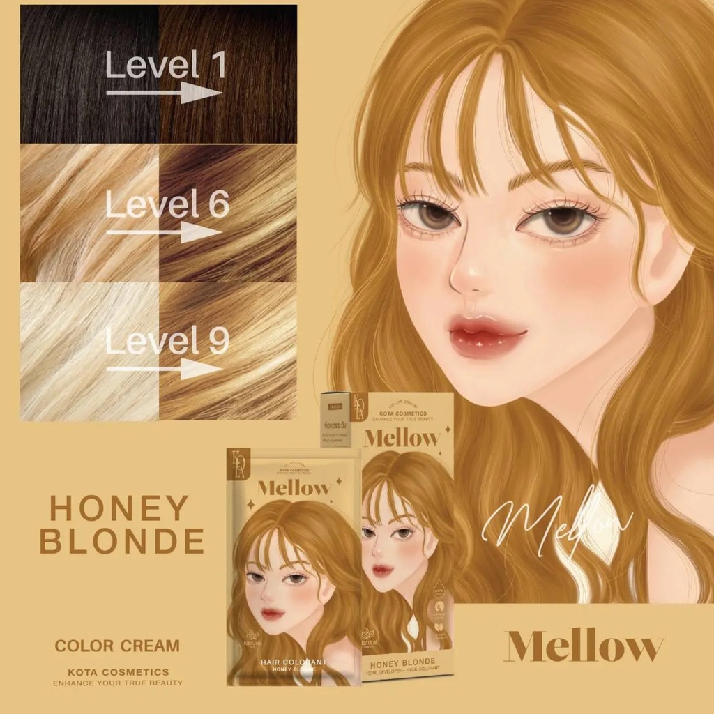Kota Cosmetics Hair Color Cream Mellow Honey Blonde - 100ml