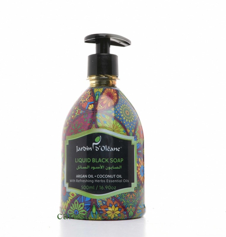  Jardin Oleane Moroccan Liquid Black Soap Argan Oil and Coconut Oil With Refreshing Herbs Essential Oils - 500 ml