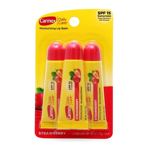 Carmex Strawberry Lip Balm Medicated - 3 pieces