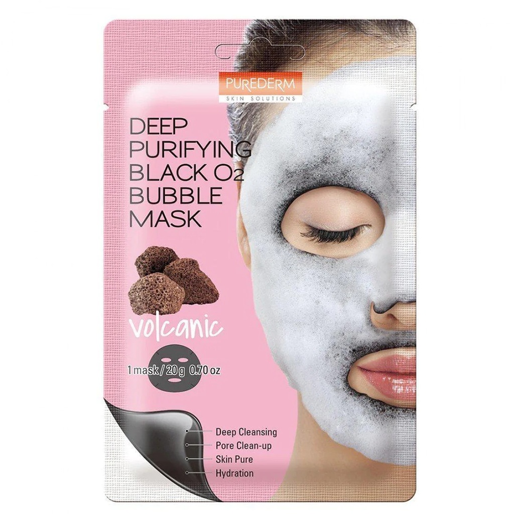 PUREDERM Deep Purifying Black O2 Bubble Mask Volcanic - 25g