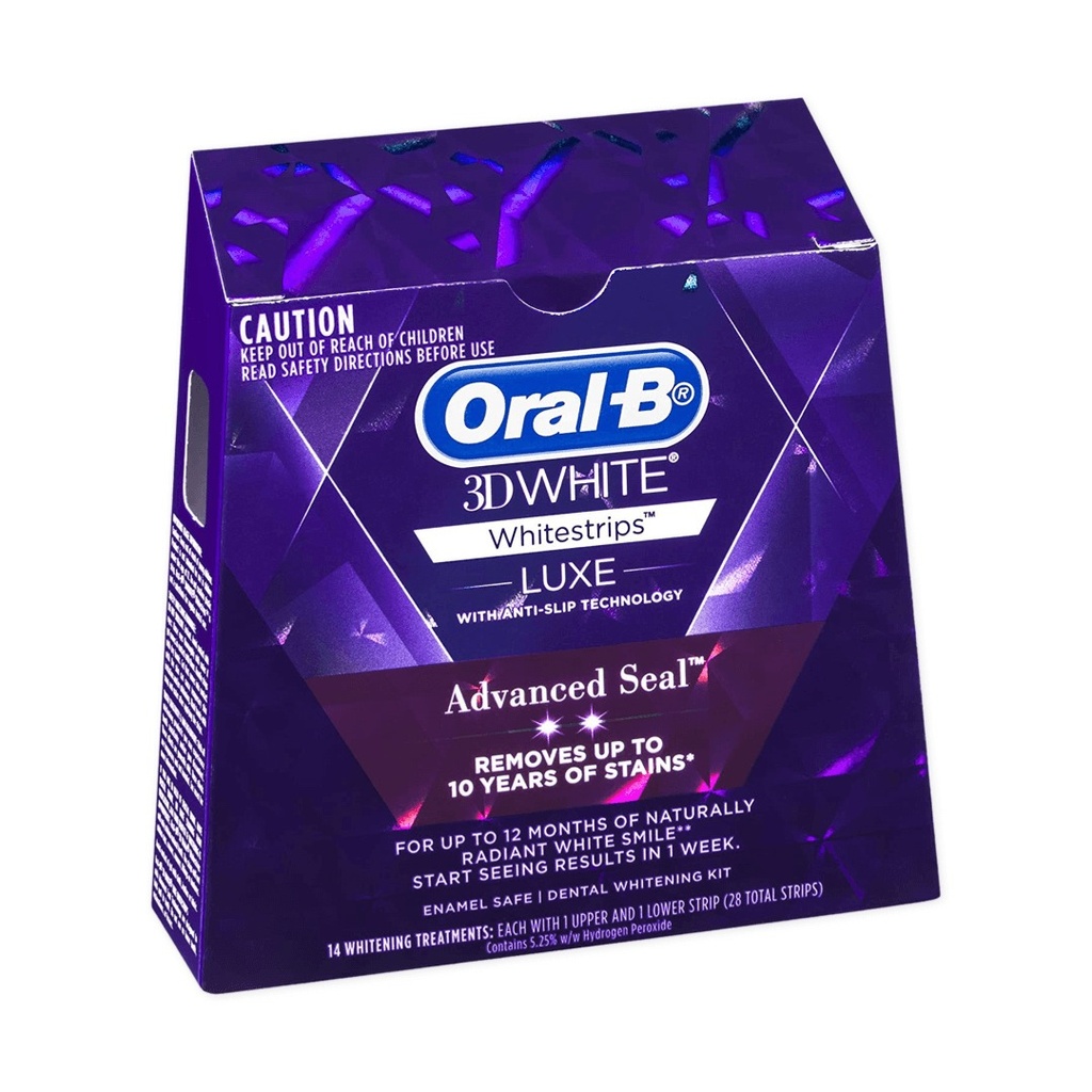 Oral-B 3D White Luxe Advance Seal Whitestrips - 28 Teeth Whitening Treatments