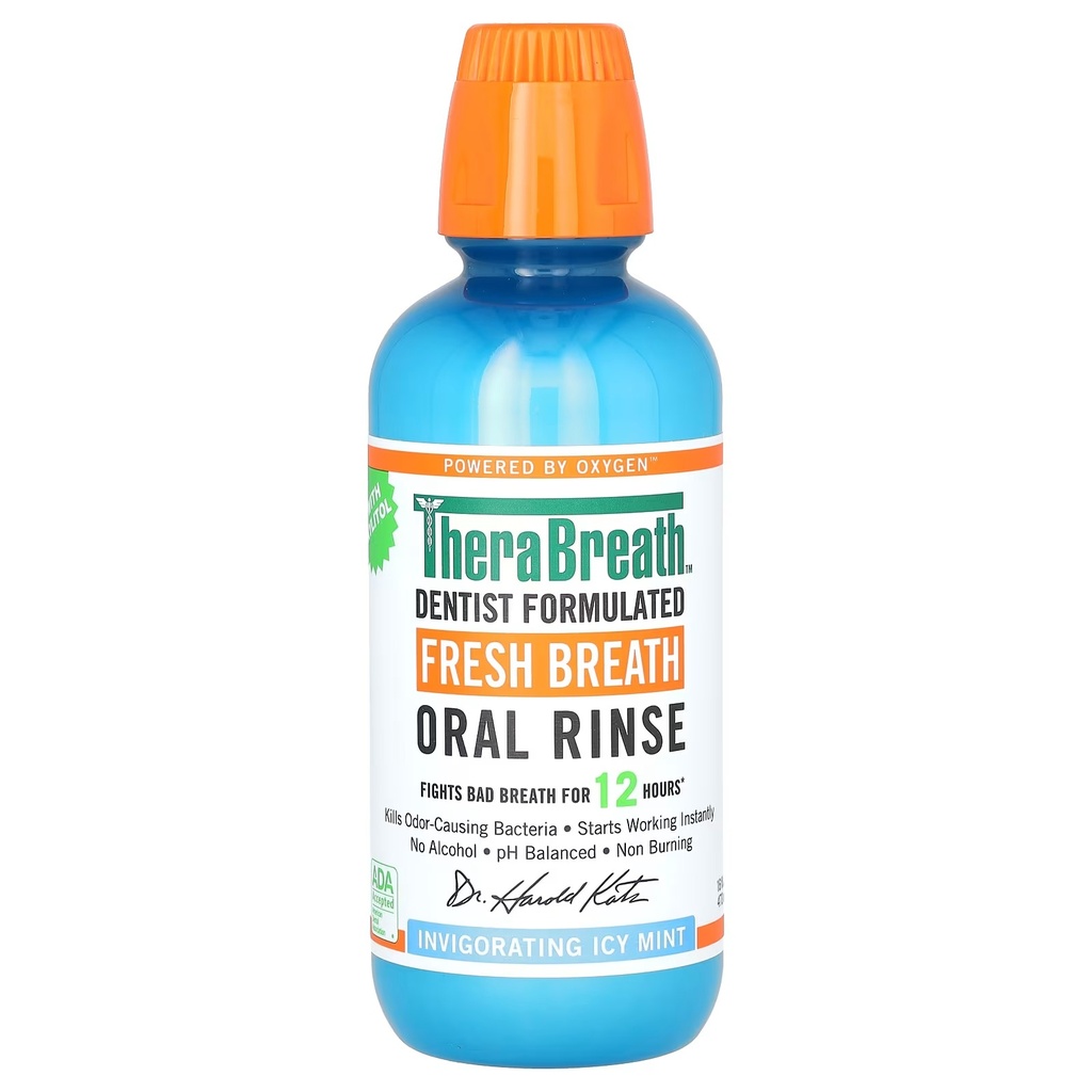 TheraBreath Fresh Breath Oral Rinse Invigorating Icy Mint - 473 ml