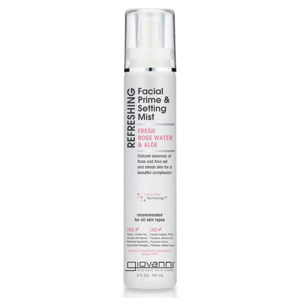 Giovanni Calming Facial Prime & Setting Mist Fresh Rose Water & Aloe - 147 ml