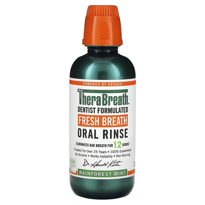 TheraBreath Dentist Formulated Fresh Breath Oral Rinse Rainforest Mint - 473 ml