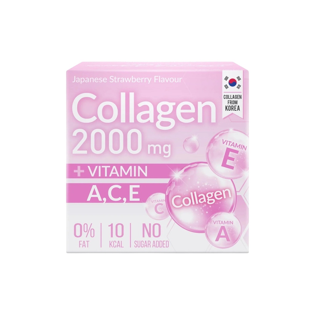Fresh Dose Food Supplement with Collagen and Vitamins A, C, E, Strawberry Flavor