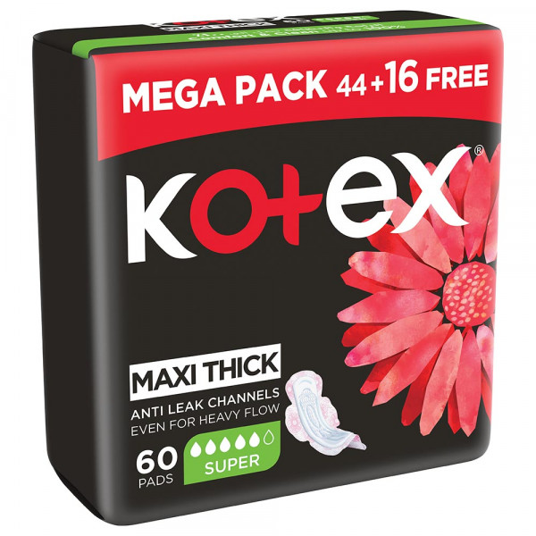 Kotex Maxi 3D Super Sanitary-  60 pads