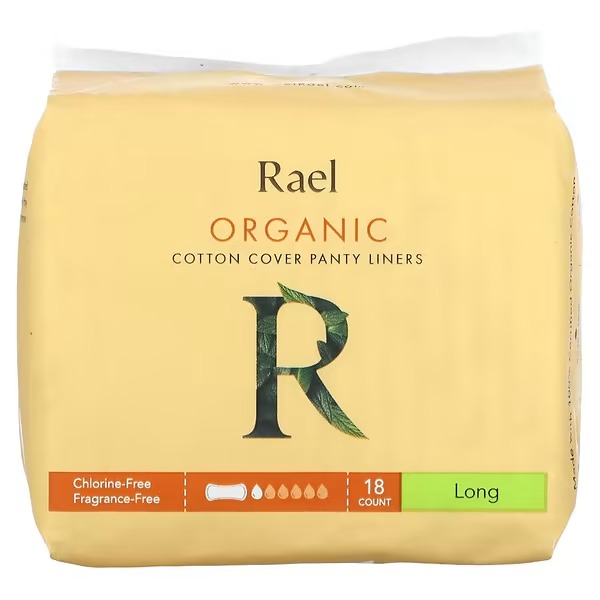 Rael Organic Cotton Cover Panty Liners Long -18 Count