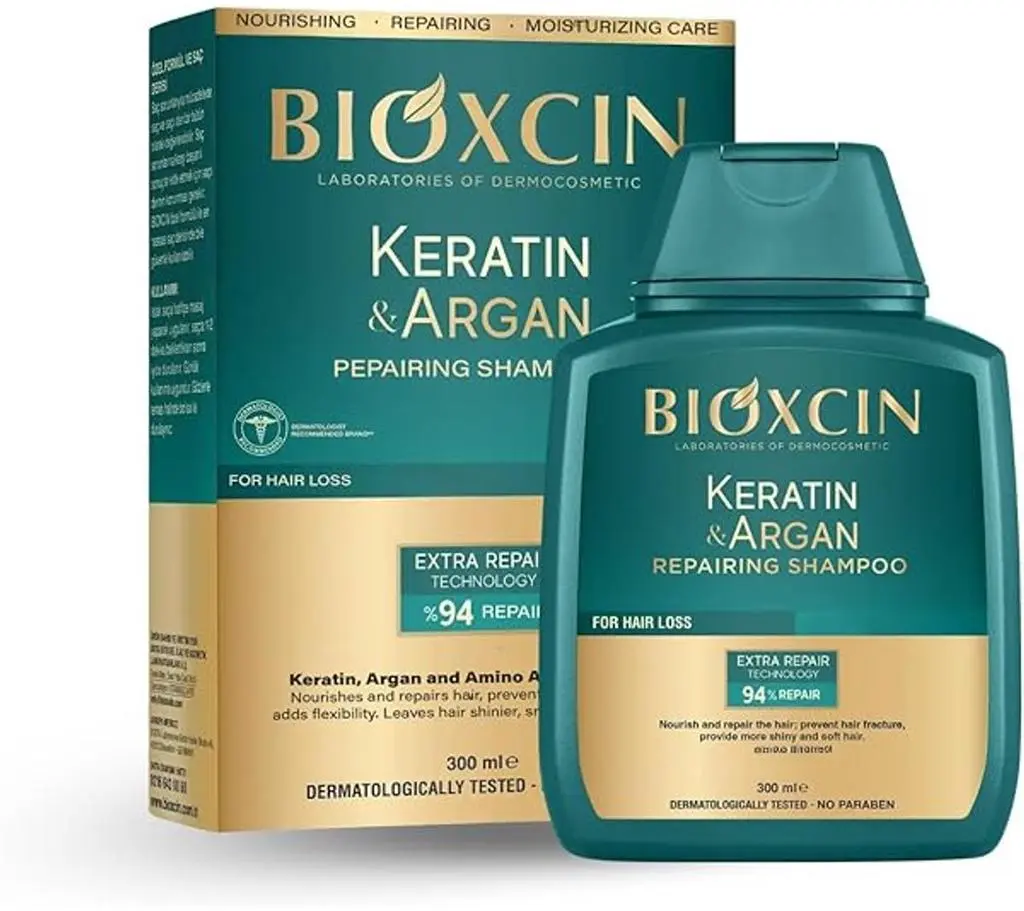Bioxcin Keratin & Argan Repairing Shampoo for Hair Loss for All Hair Type 300 ml