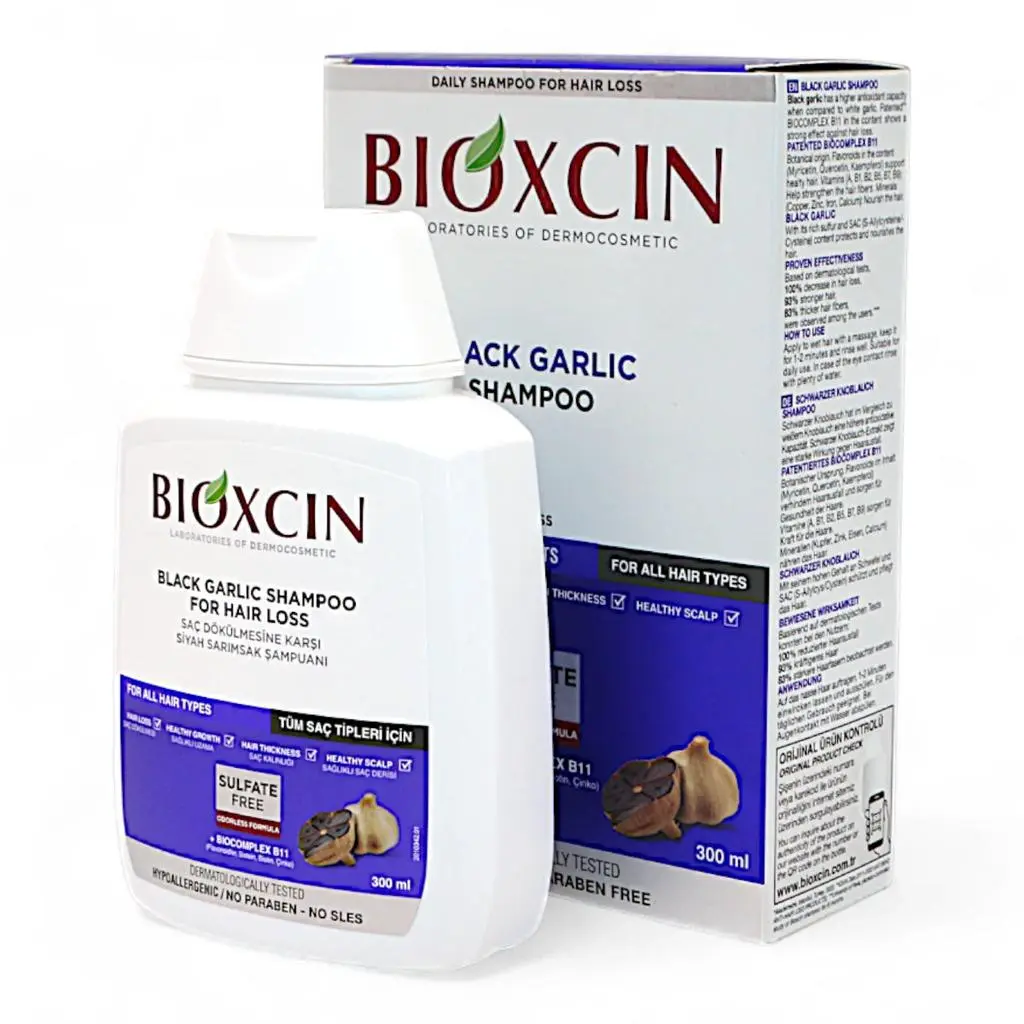 Bioxcin Black Garlic Shampoo For All Hair Types 300 ml