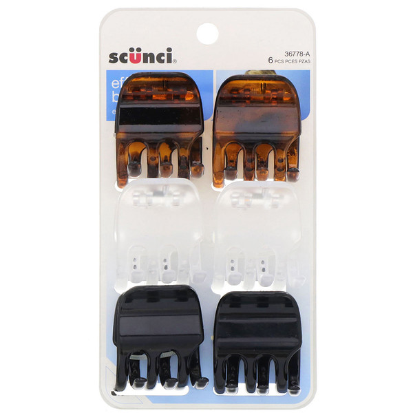 Scunci Chunky Jaw Clips Assorted Colors - 6 Pieces