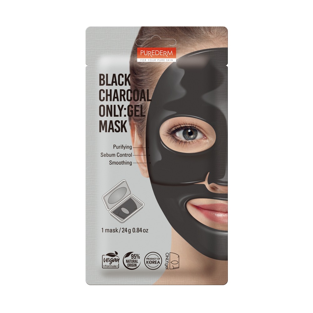 [بيورديرم/ Purederm]  Purederm Black Charcoal ONLY gel Mask 