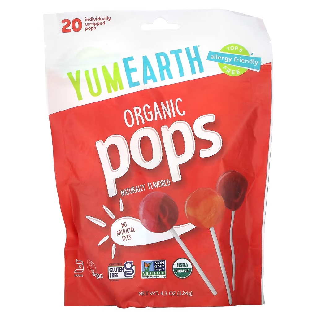 [يم ايرث / YumEarth] YumEarth Organic Pops Favorites -20 Pops