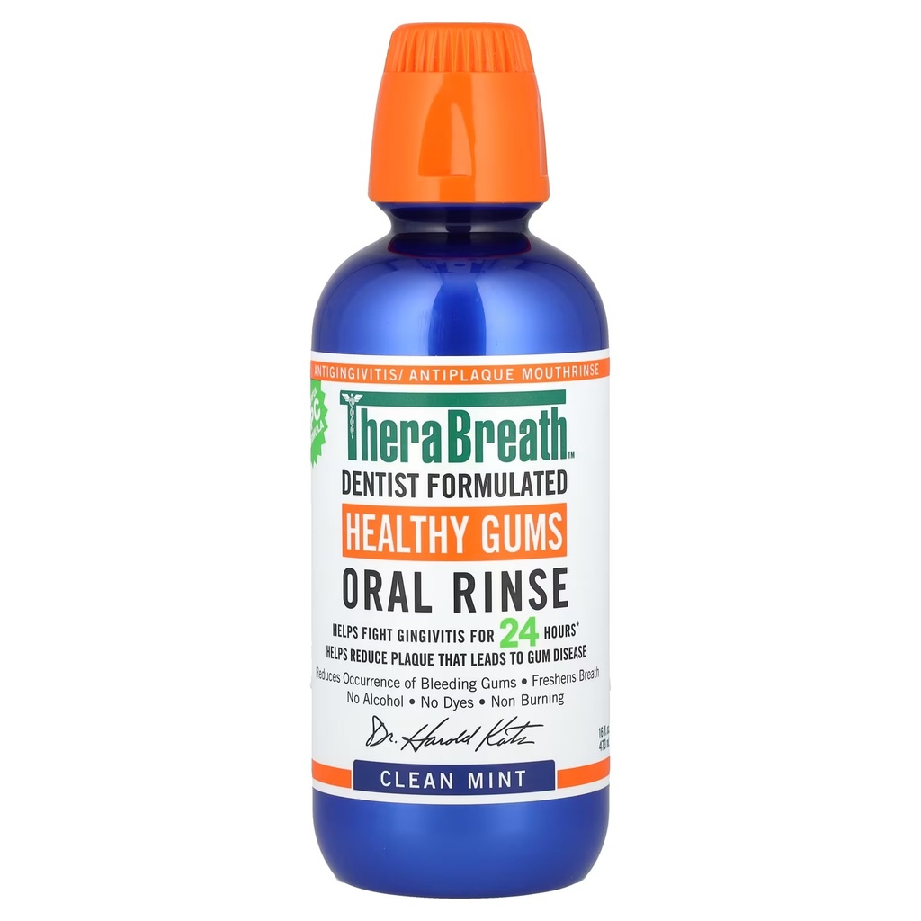 [ثيرابريث /  Therabreath] TheraBreath Healthy Gums Oral Rinse Clean Mint - 473 ml