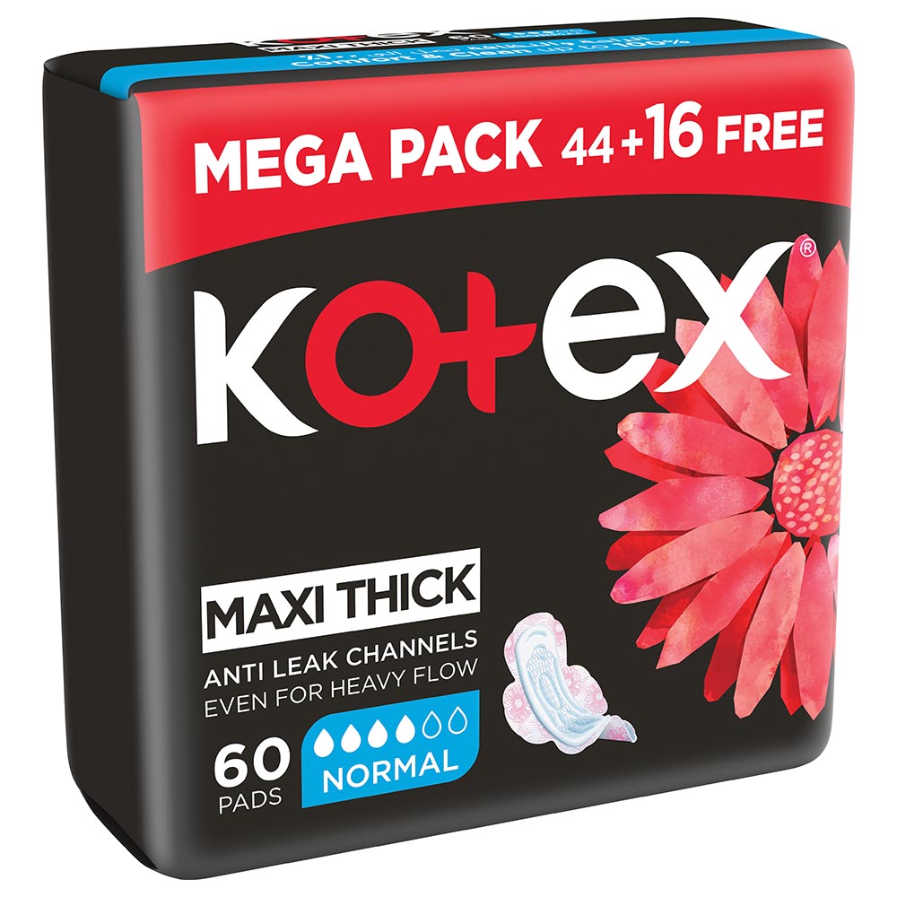 [كوتكس / Kotex] فوط صحية ماكسي سميكة عادية من كوتكس – 60 فوطة