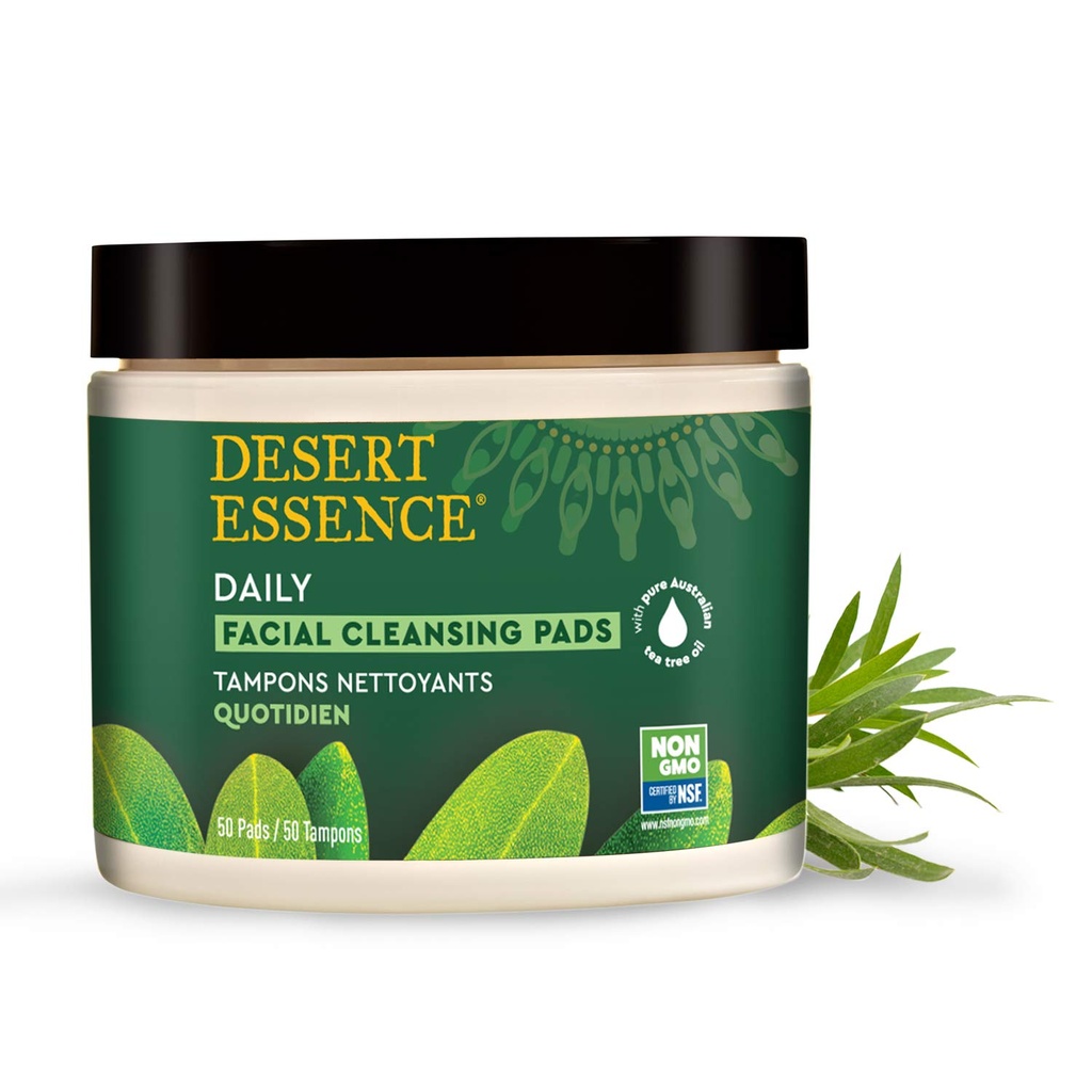 [ديزرت ايسنس/ Desert Essence] Desert Essence Natural Tea Tree Oil Facial Cleansing Pads - 50 Pads
