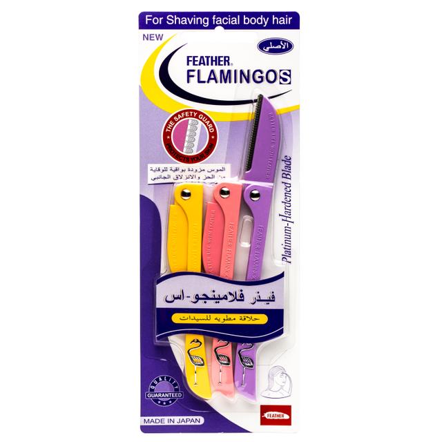 Feather-Flamingo For Shaving Facial Body Hair -3pc