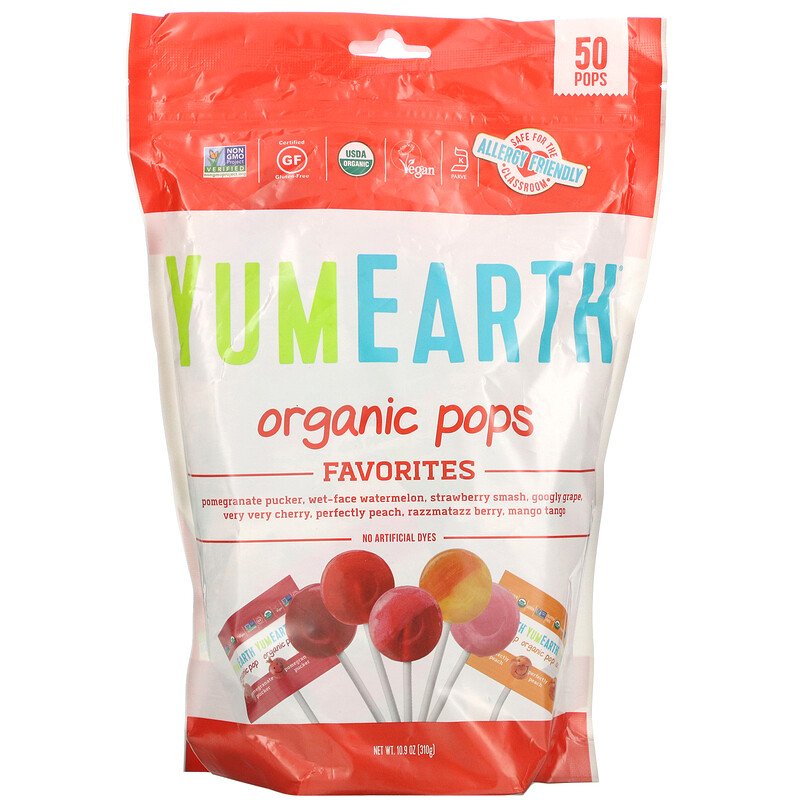 [يم ايرث / YumEarth] YumEarth Organic Pops Favorites -50 Pops