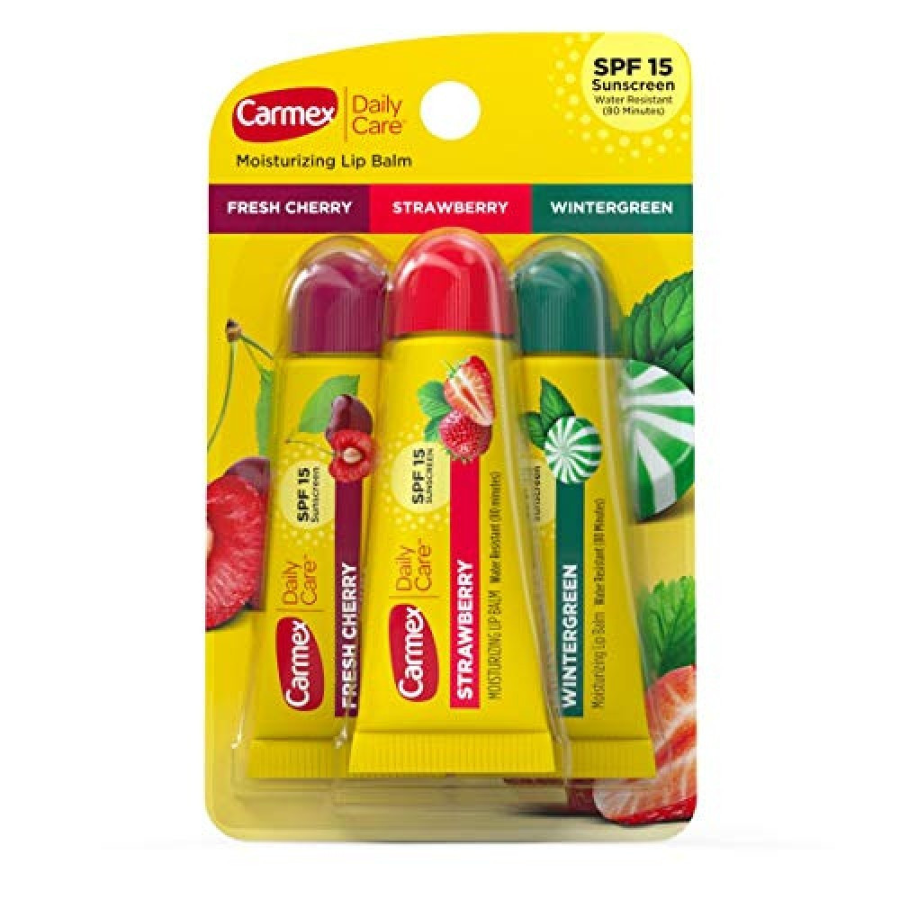 [كارمكس / Carmex] مجموعة بلسم ومرطب للشفاه وواقي للشمس الثلاثية من كارمكس