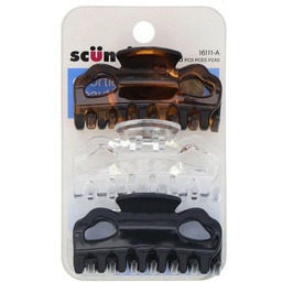 [سكونسي / Scunci] Scunci Jaw Clips Assorted Colors - 3 Pieces