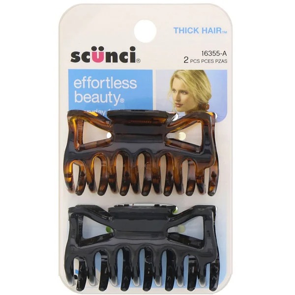 [سكونسي / Scunci] Scunci Jaw Clips for Thick Hair - 2 Pieces