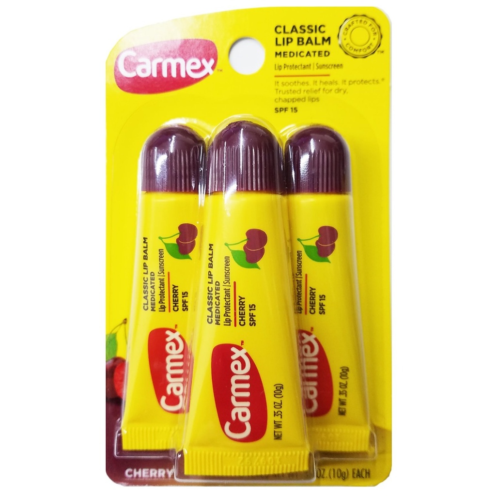 [كارمكس / Carmex] Carmex Classic Lip Balm Cherry Medicated -  3 Count Pack